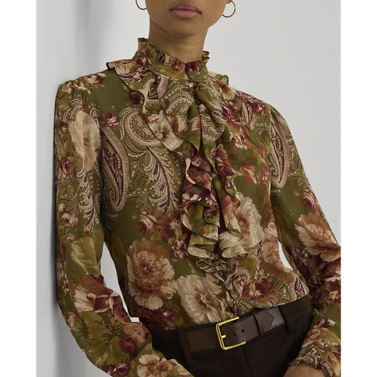 Lauren Ralph Lauren POLY CRINKLE GGT 58-SHIRT Olive multi