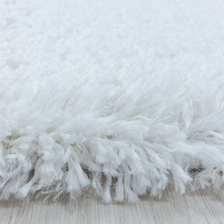 Rond hoogpolig vloerkleed - Fuzzy Wit | Stijlvol