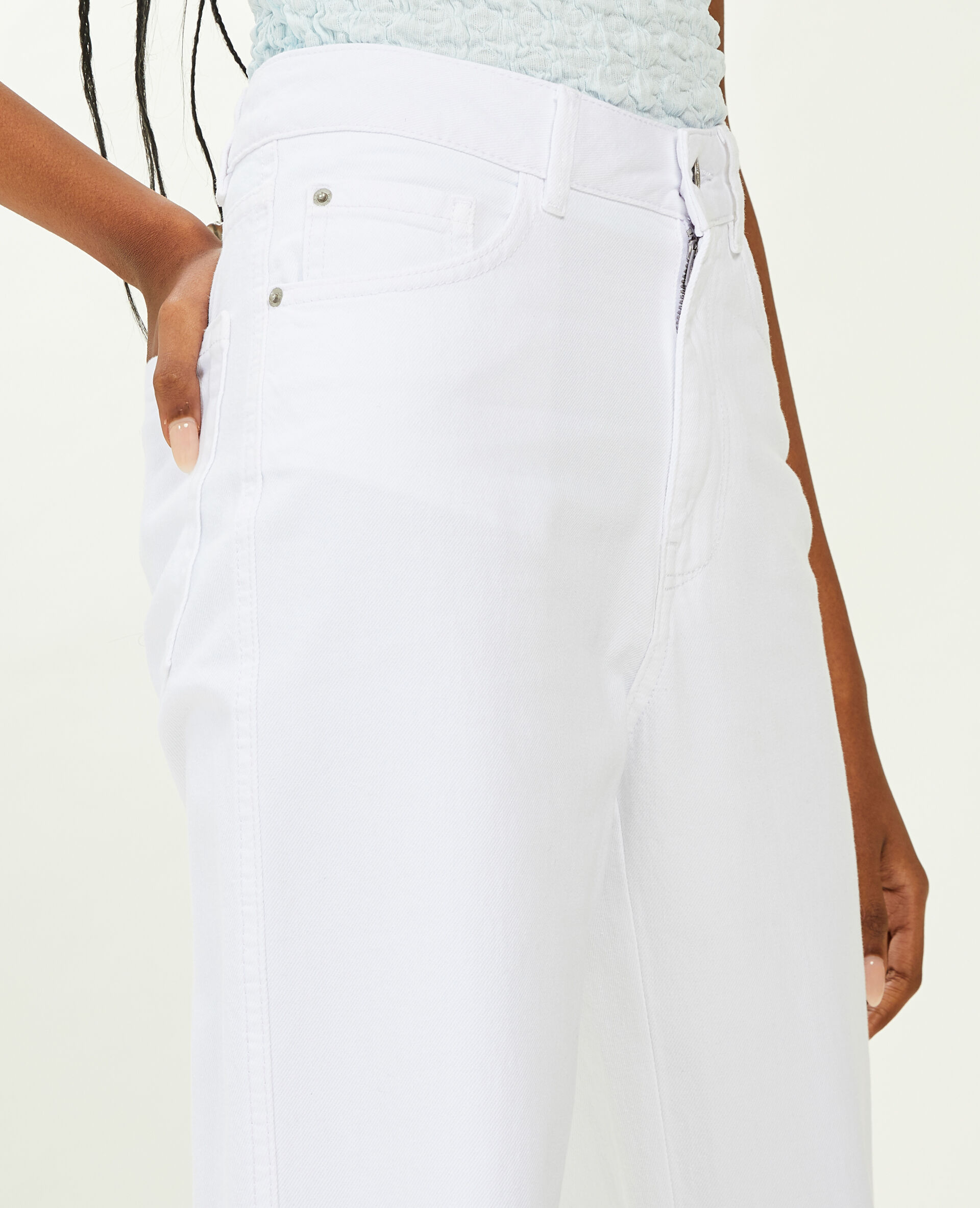 Jean straight taille haute - Blanc