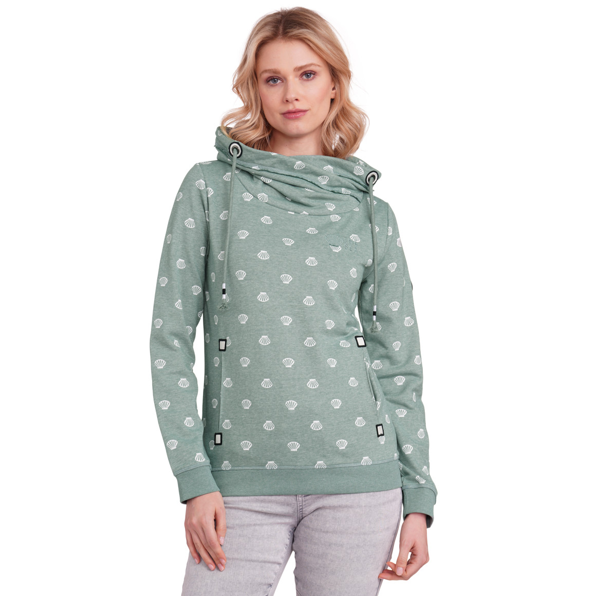 Gina Damen Hoodie mit Allover-Muster hellgrün