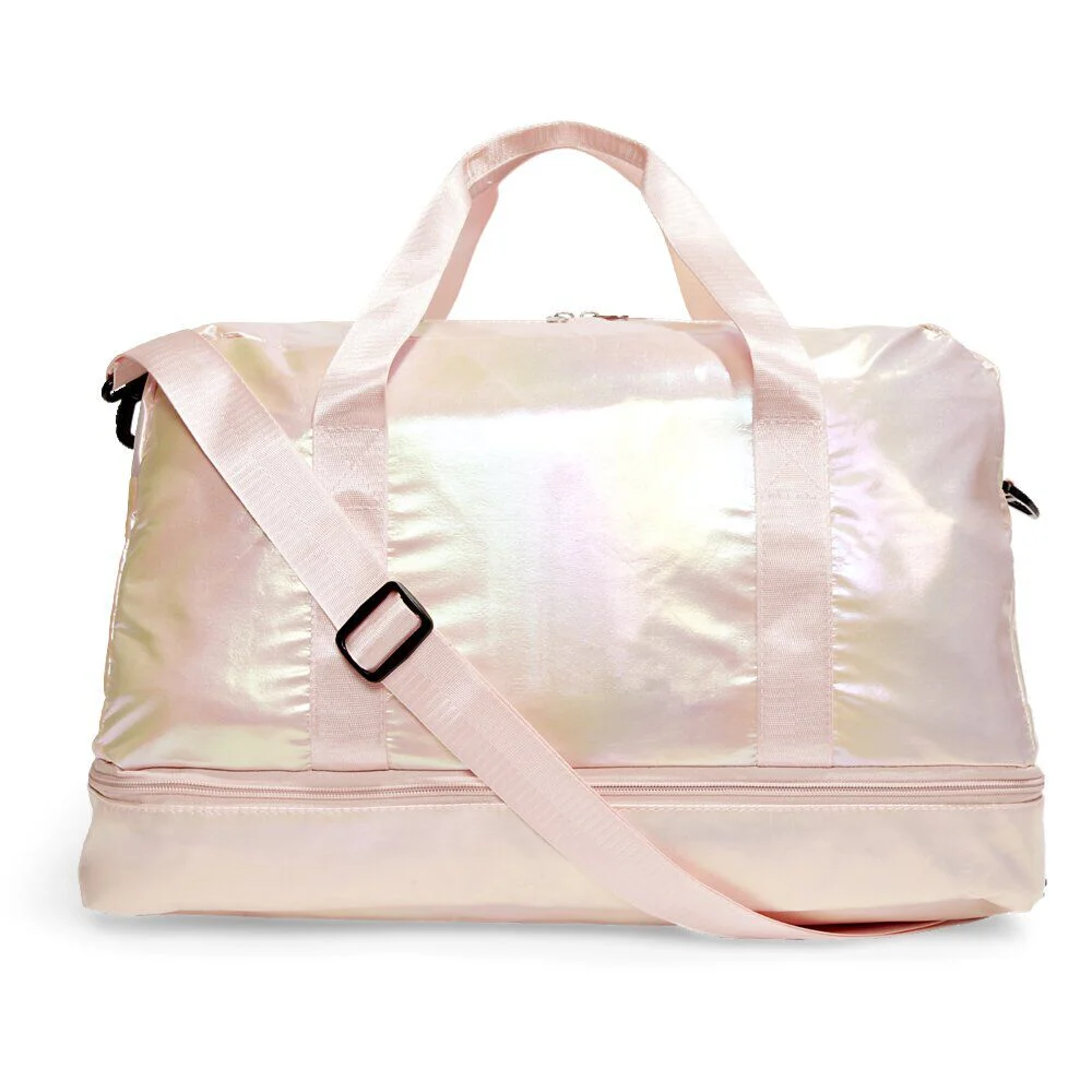 Sac de voyage femme aspect brillant 49x23xH30cm - 2 modèles rose ou vert