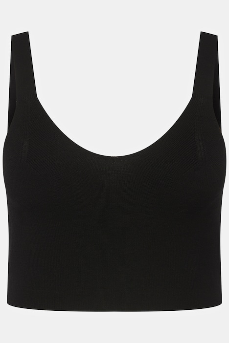 Strick-Bustier, Rippstrick, V-Ausschnitt, breite Träger