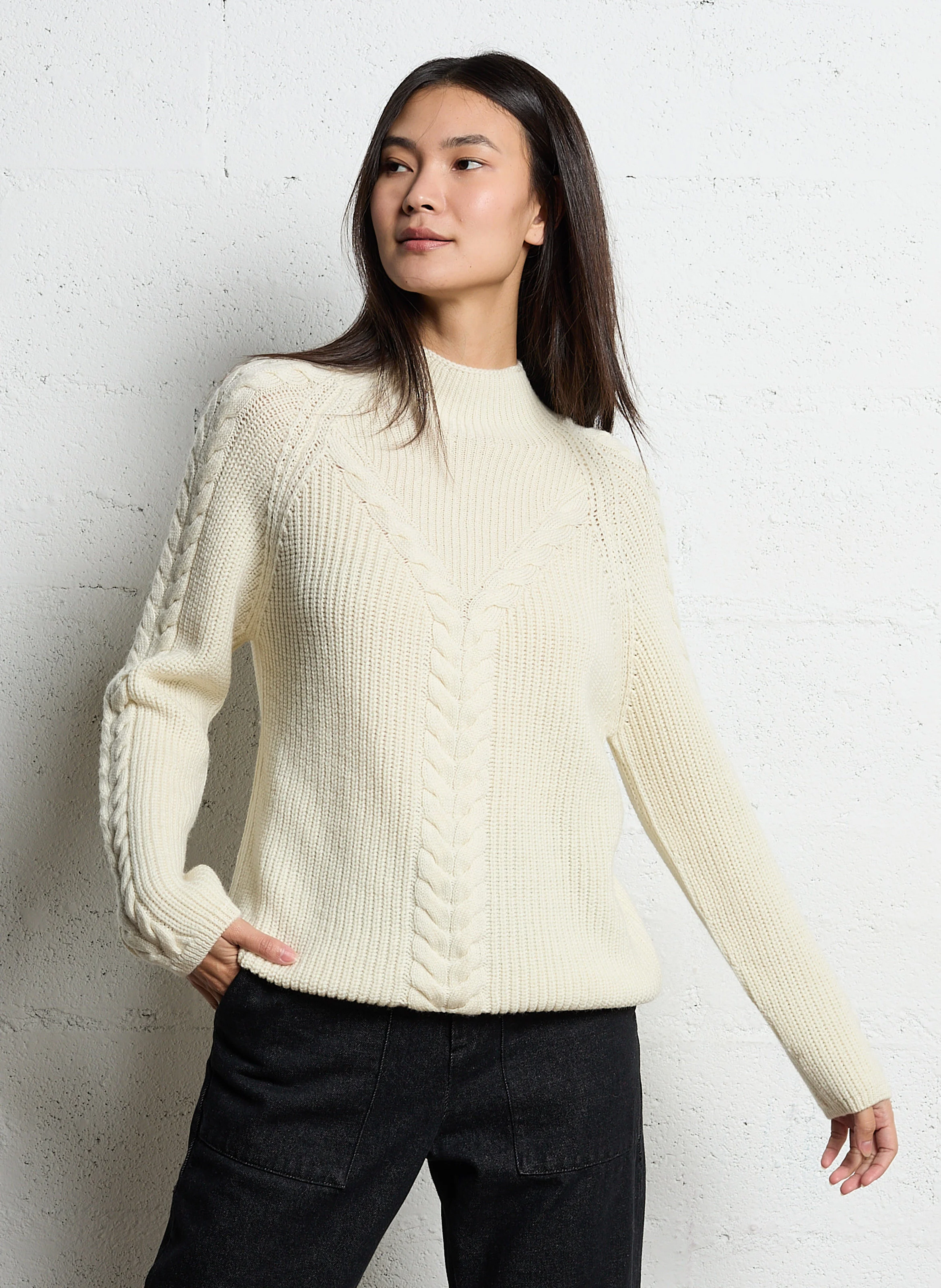 TRECY - Pull ample en laine | Beige