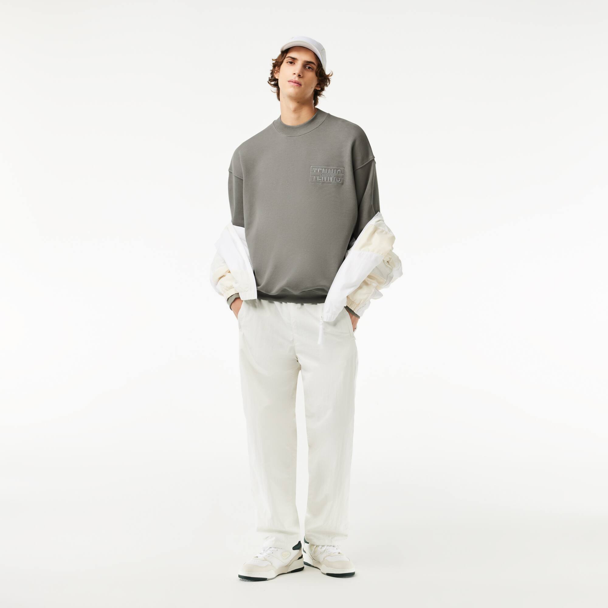 Extraweites Sweatshirt aus Baumwolle mit Stickerei Sweatshirts - Grau - Lacoste - Herren