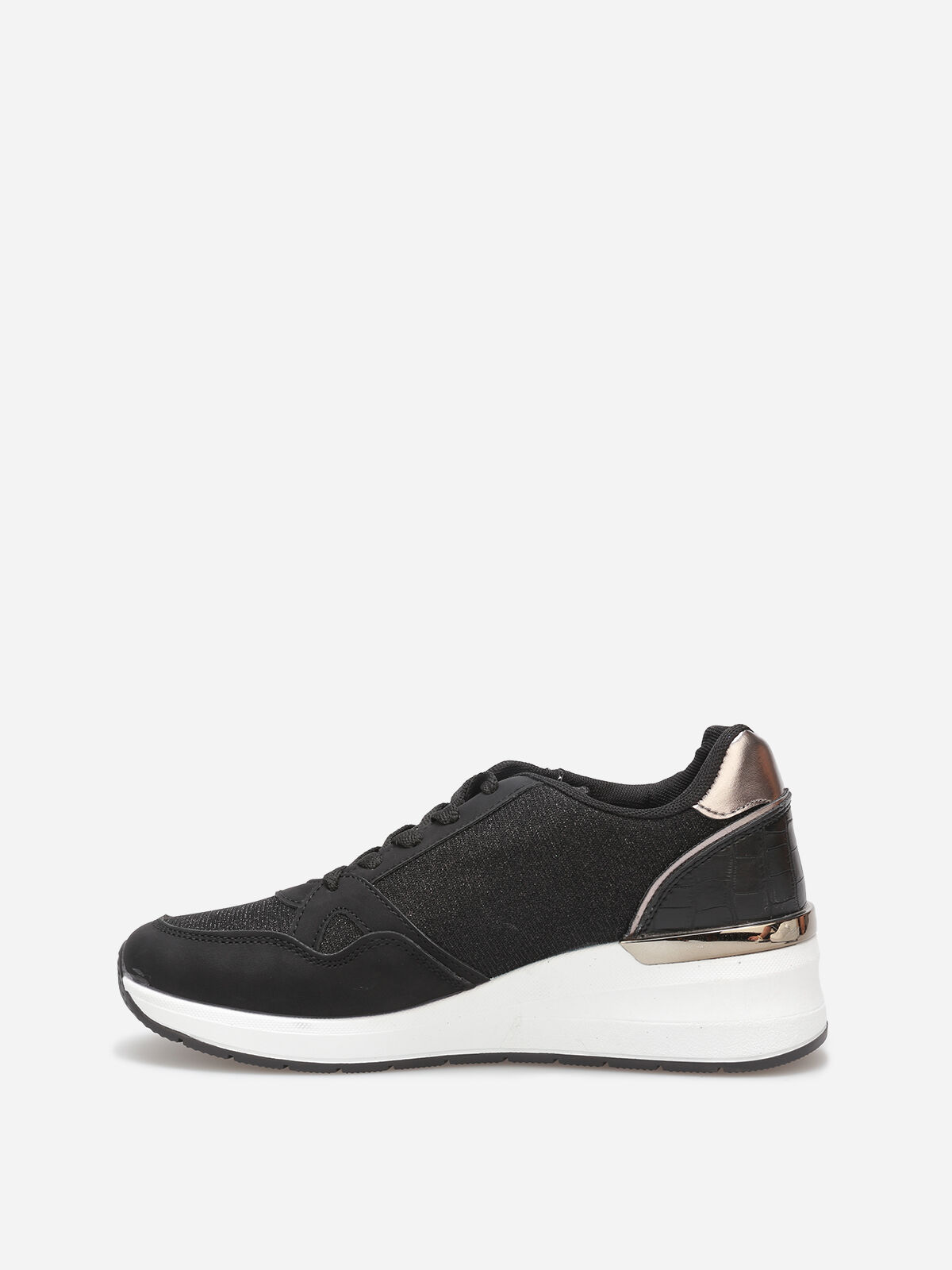 Baskets compensées à paillettes- Noir