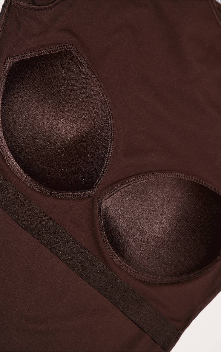 Chocolat T-shirt À Manches Longues Sculptant Avec Soutien-gorge Intégré Et Encolure Bateau