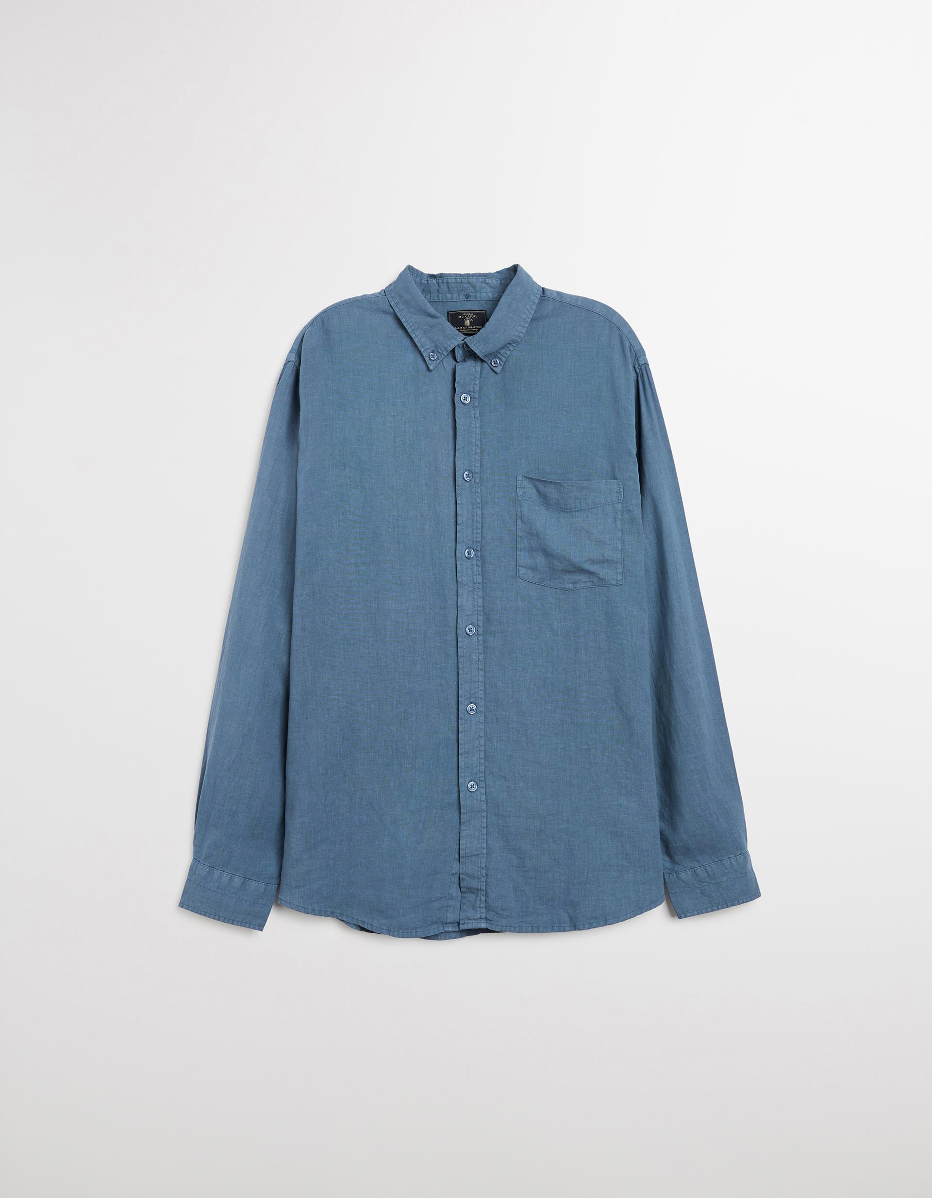 Camisa com Linho, Homem, Azul
