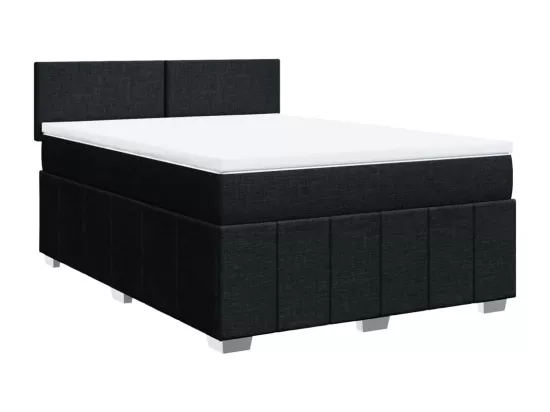 Sommier à lattes de lit avec matelas Noir 140x190 cm Tissu