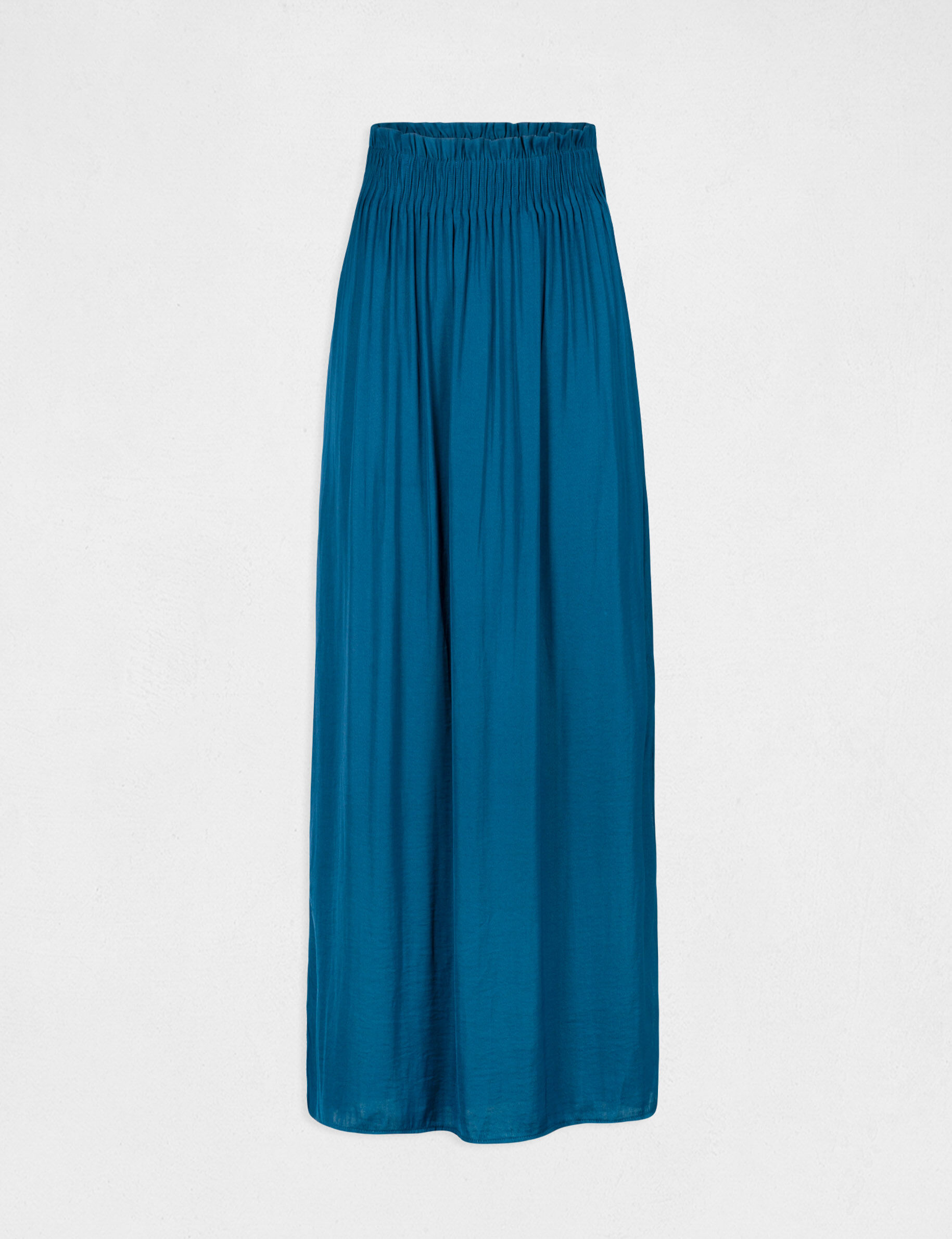 Jupe longue fluide taille élastiquée bleu femme - bleu