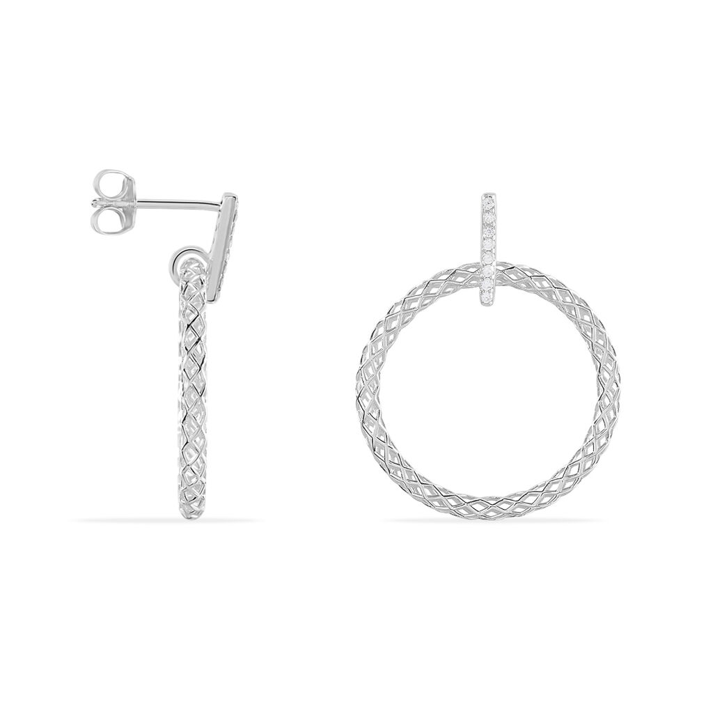 Boucles D'oreilles Pendantes Sowa Argent Blanc Oxyde De Zirconium