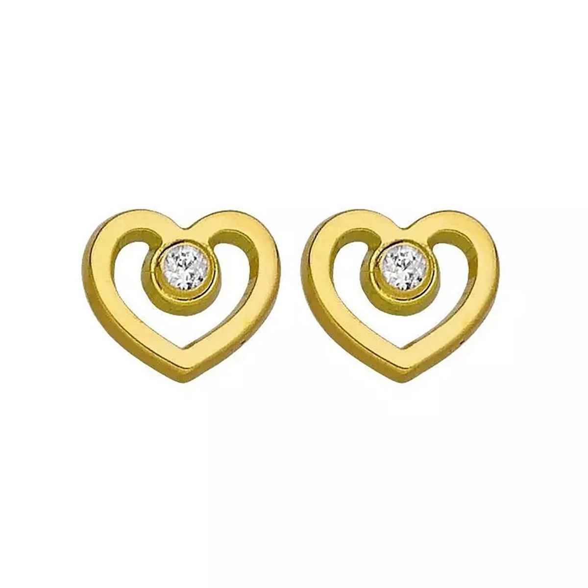 Boucles d'oreilles Brillaxis coeur or oxyde à vis