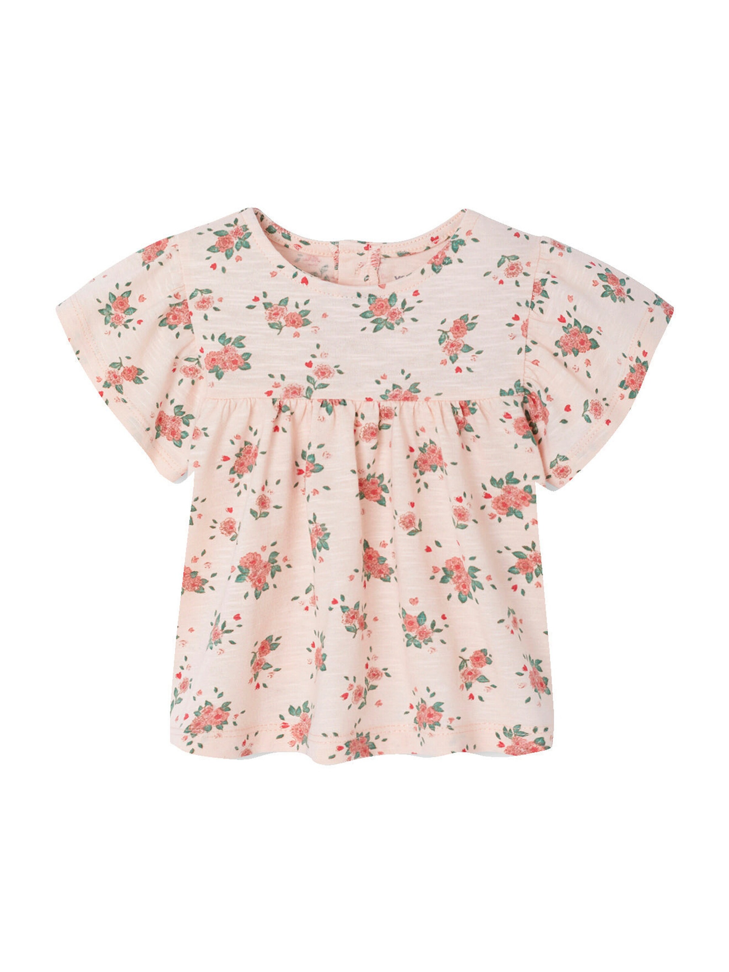 Vertbaudet Bio-Kollektion: Mädchen Baby T-Shirt mit Blumenprint hellrosa