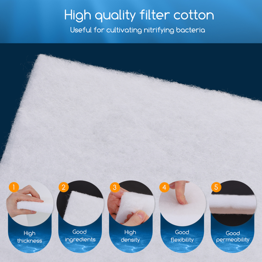 Nobleza - Filtro de esponja branca de alta densidade para aquário, 60 x 30 x 2,5 cm, algodão filtrante para aquário, pode ser cortado no tamanho desejado.