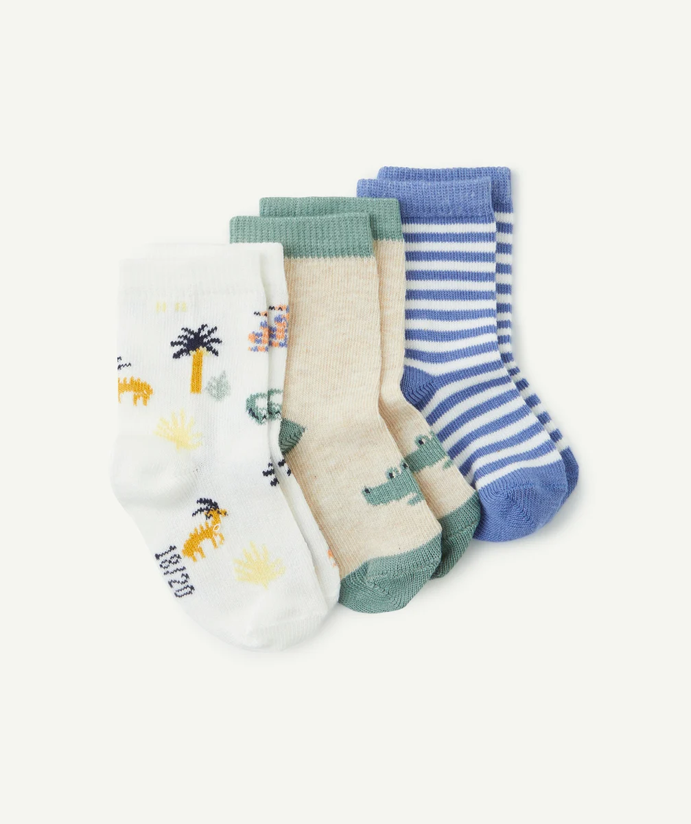 LOT DE 3 PAIRES DE CHAUSSETTES BÉBÉ GARÇON AVEC IMPRIMÉS