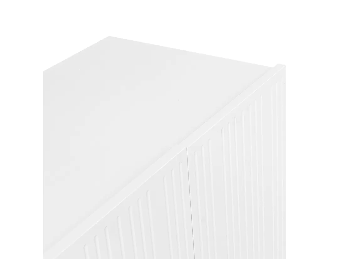 Buffet 120x80.8x37.5cm, buffet en forme de larme avec 4 portes profilées et charnière tampon, blanc