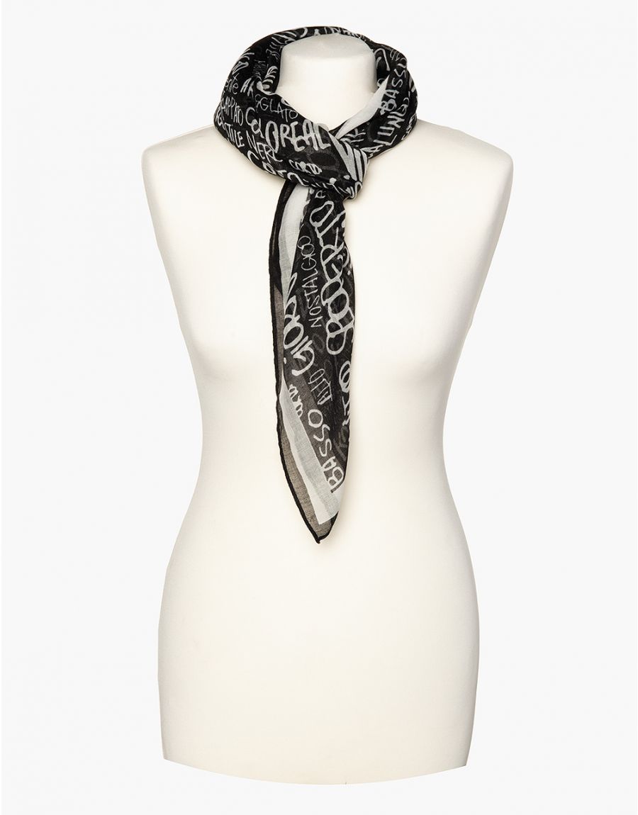 Foulard carré noir blanc