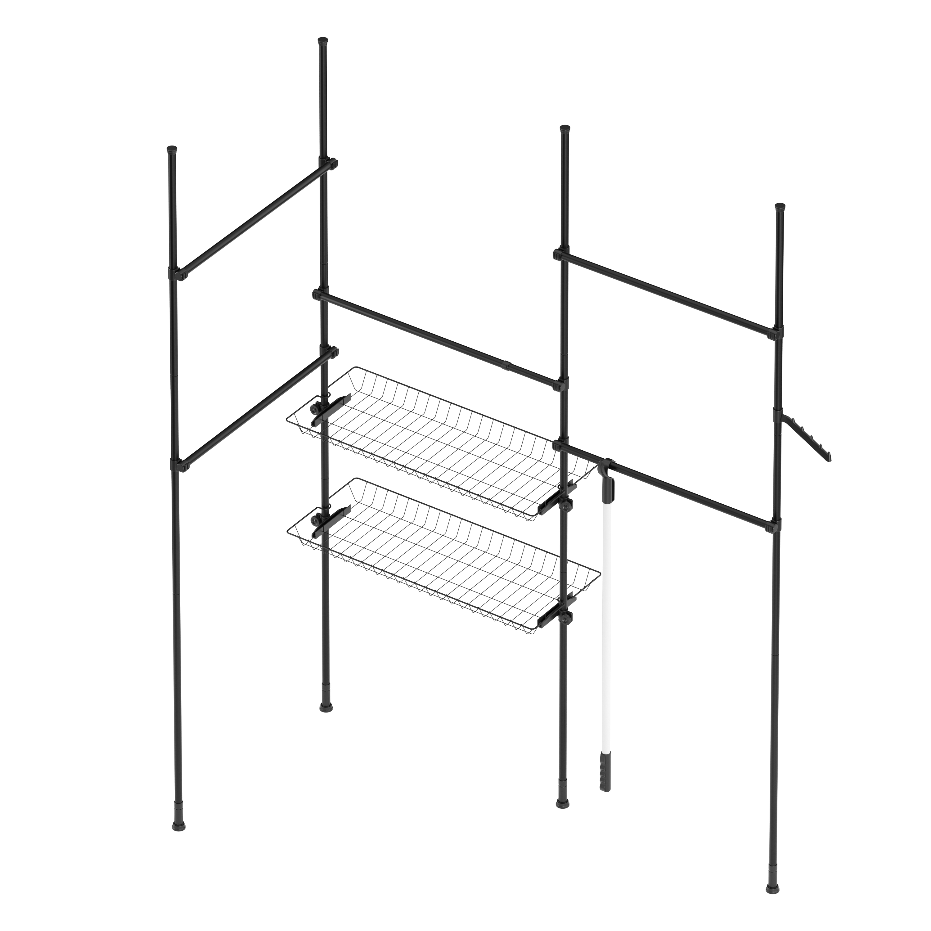 Kleiderständer mit 5 Stangen und 2 Körben verstellbar 200 - 270 cm schwarz
