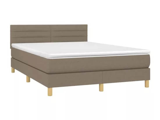 Sommier tapissier avec matelas et LED Taupe 140x190 cm Tissu