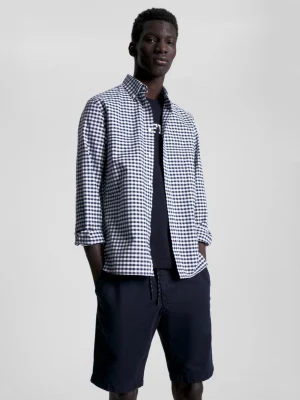 Camisa Oxford Clássica de Corte Regular com Estampa Vichy
