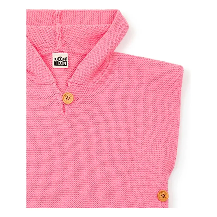 Bonton Poncho en Maille Coton Bio | Rose