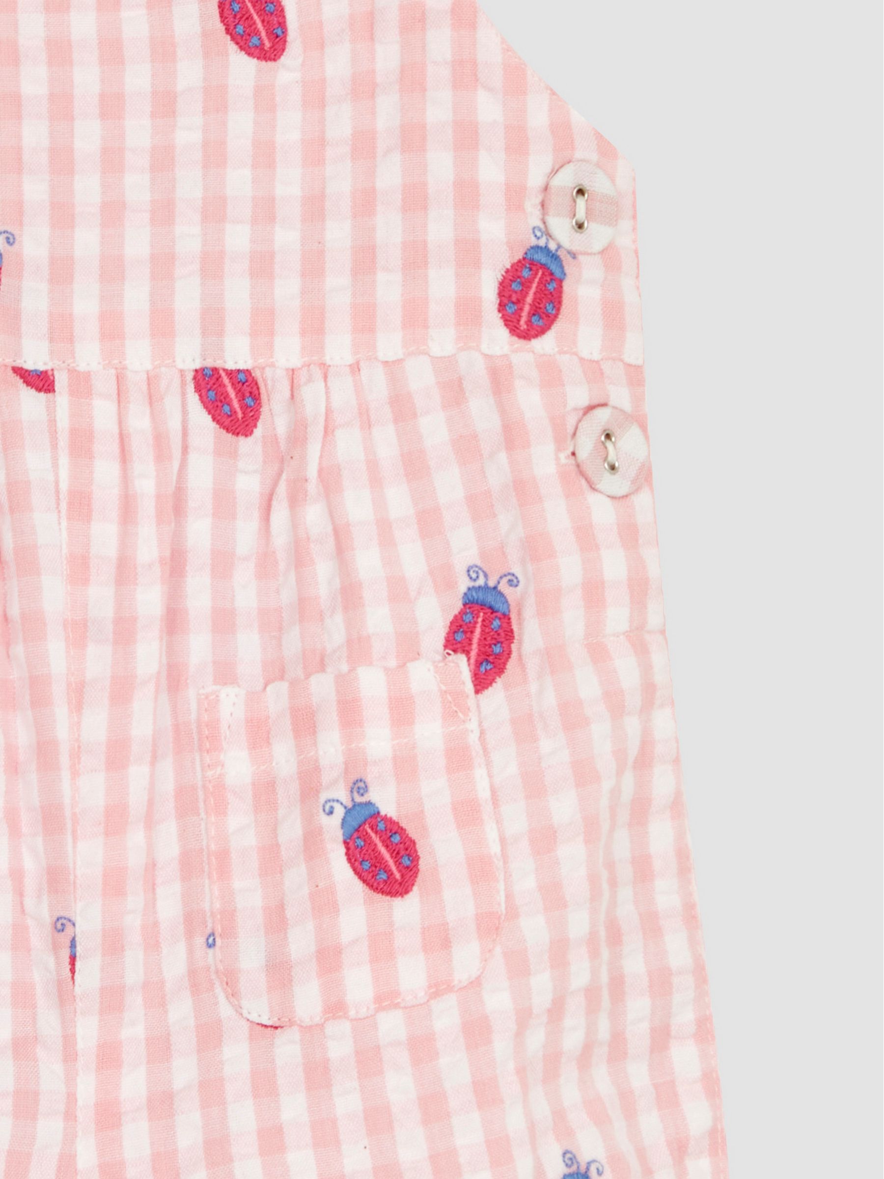 JoJo Maman Bébé - Gingham tuinbroek met borduursel