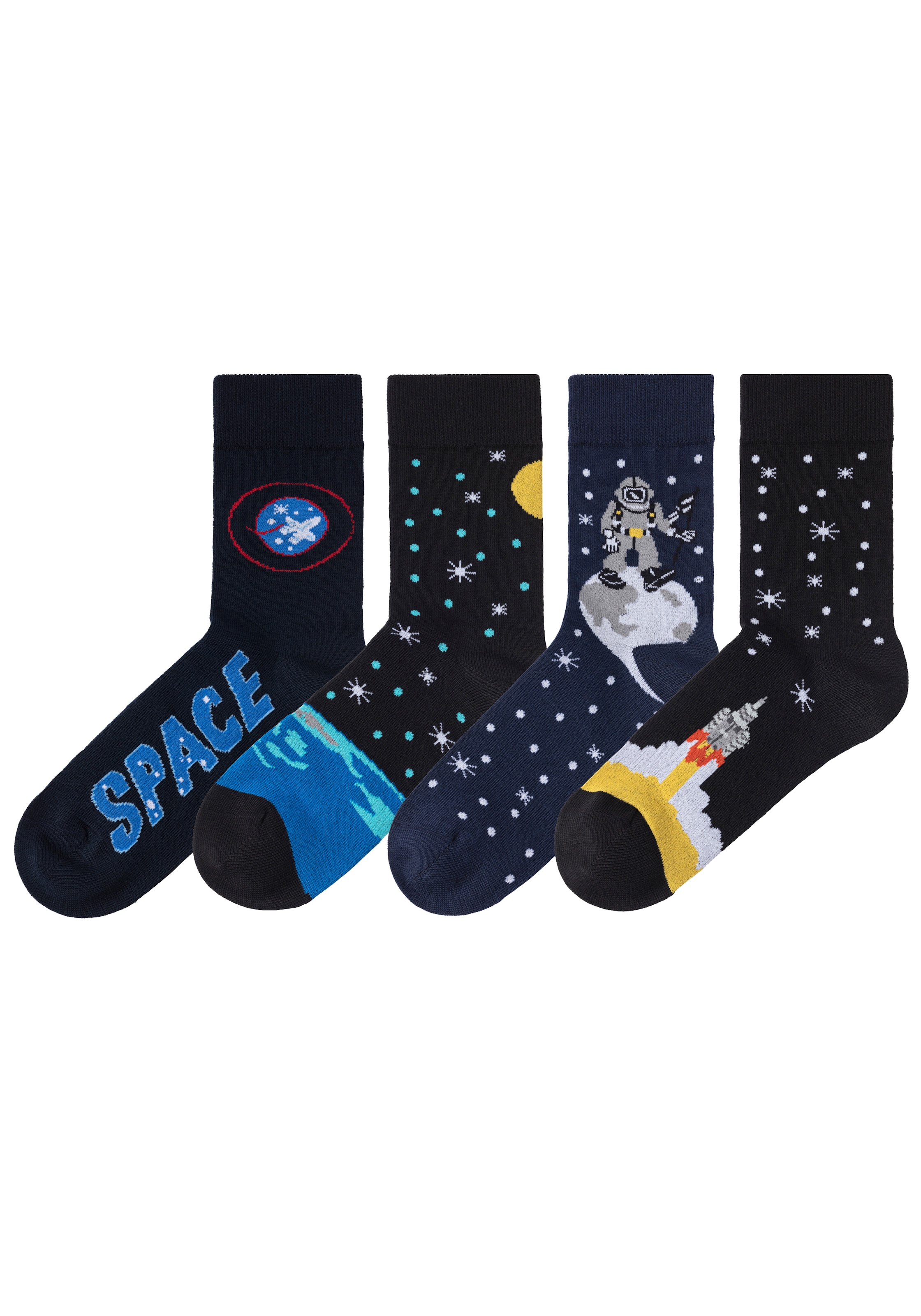 H.I.S Socken Packung, 4 Stk. tlg. mit eingestrickten Motiven