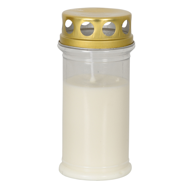 Bougie funéraire avec couvercle doré