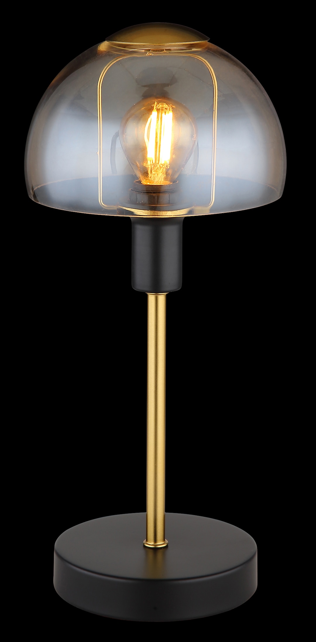 GLOBO Retrofit Tischlampe Kokkini Schwarz-Goldfarbig /Amber 15x15cm H32cm