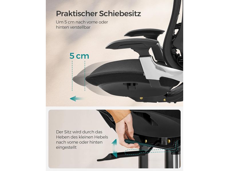 Songmics Bürostuhl mit Armlehnen und Fusskreuz Bequemer und robuster Schreibtischstuhl