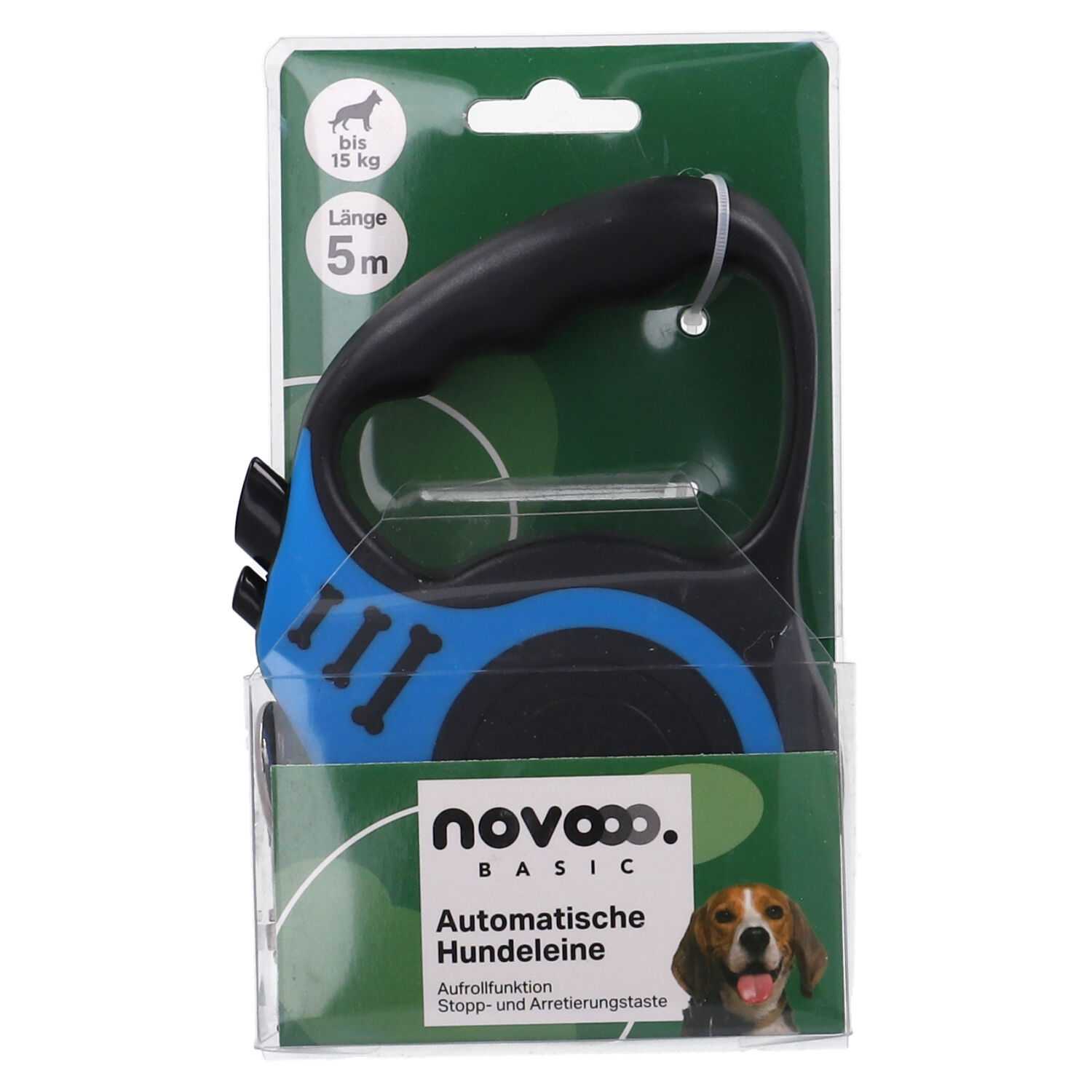 novooo Hundeleine Automatik, 5m, bis 15kg