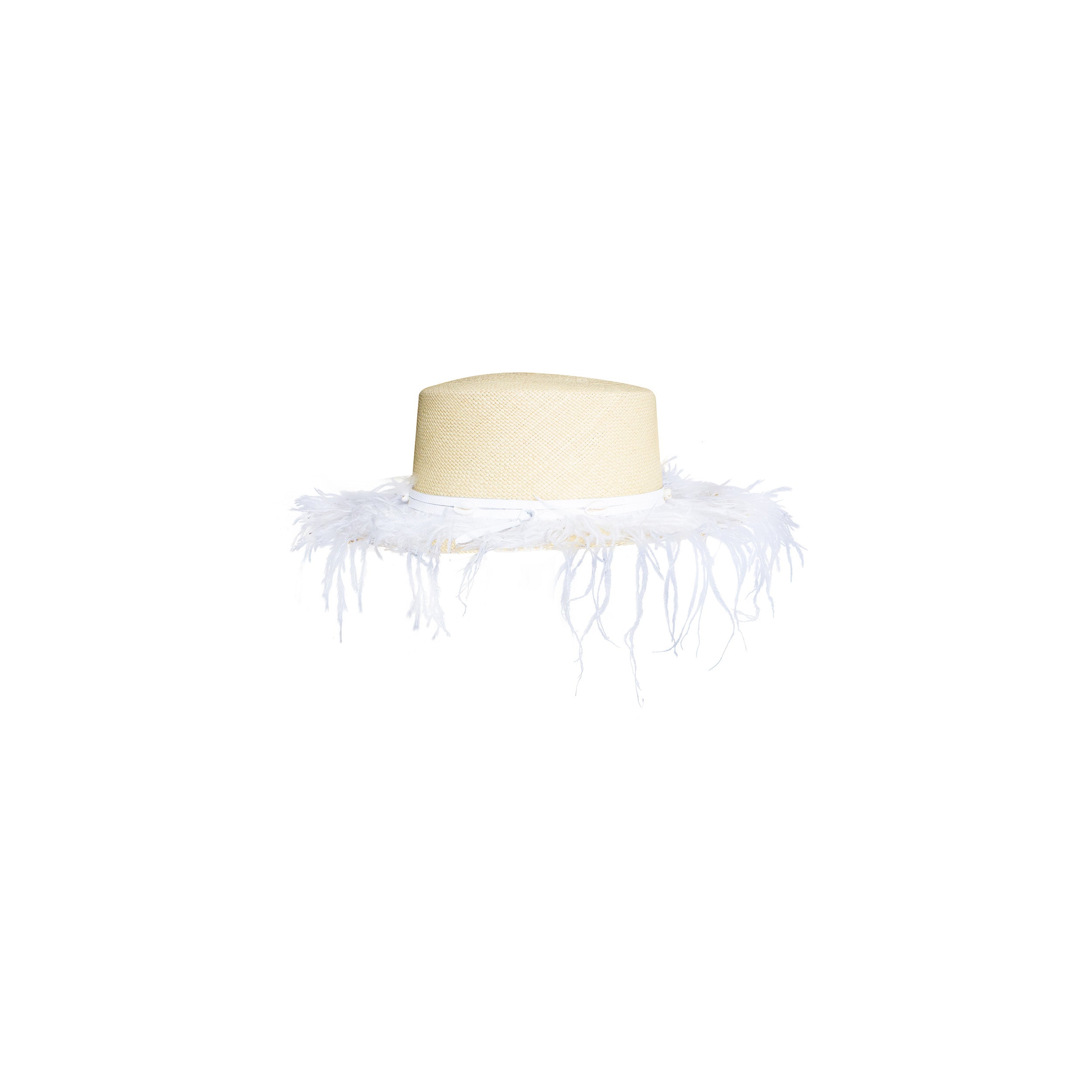 Chapeau en cuir cordovan à plumes