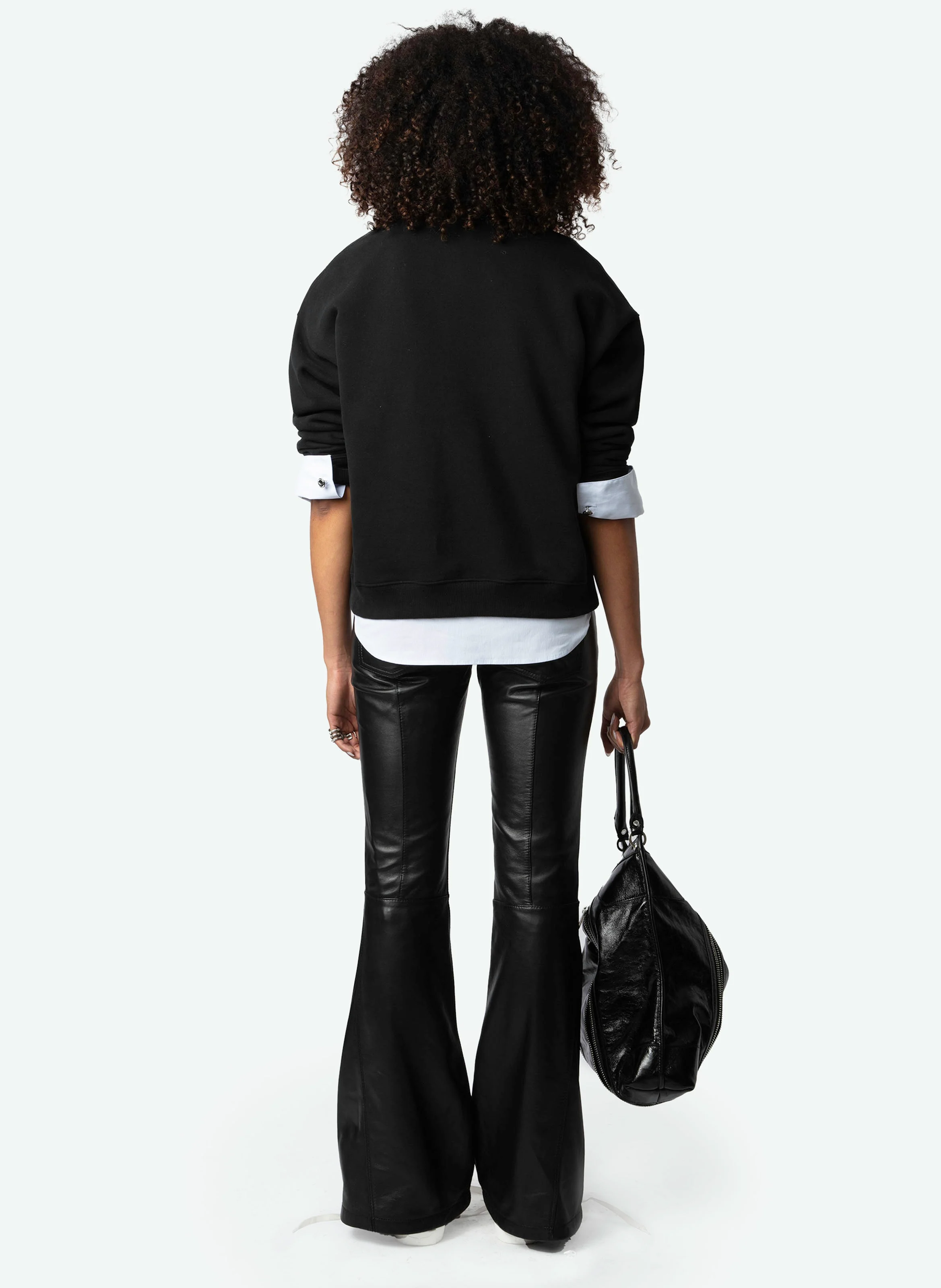 OSCAR - Sweat oversize imprimé en coton bio mélangé | Noir