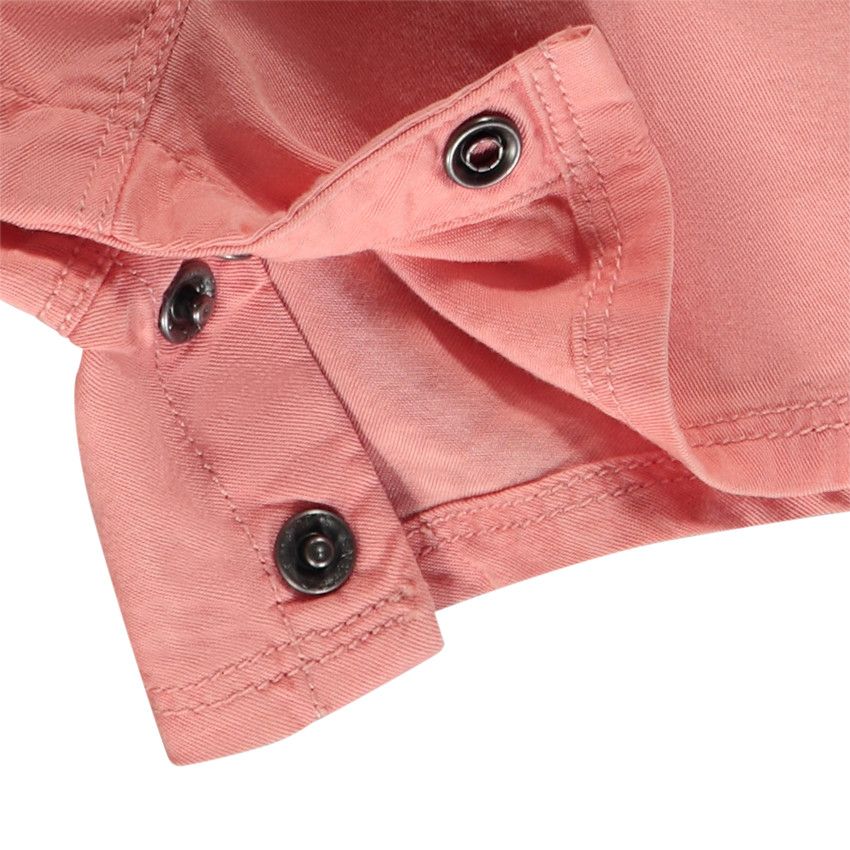 Salopette courte broderie oiseau pour bébé fille - Fuchsia
