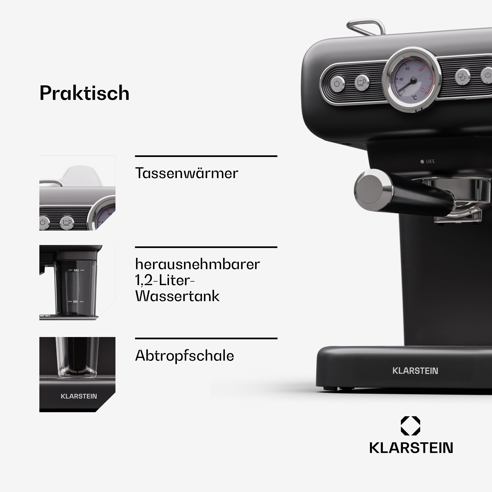 Espressionata Evo Espressomaschine 950W 19 Bar 1,2L 2 Tassen