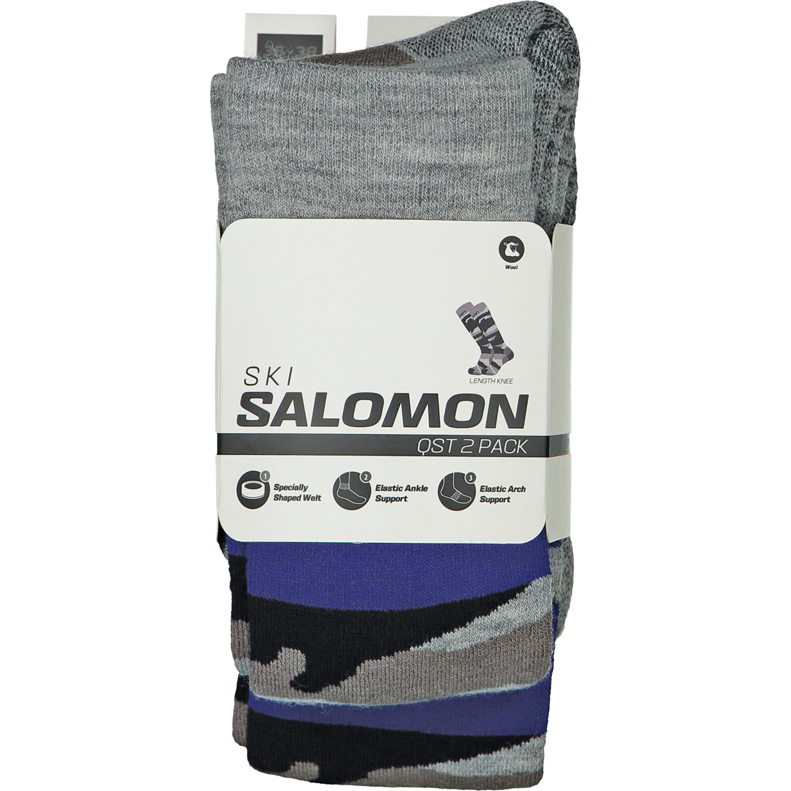 Salomon Unisex-Skisocken Camo, 2 Paar 42-44, dunkelblau