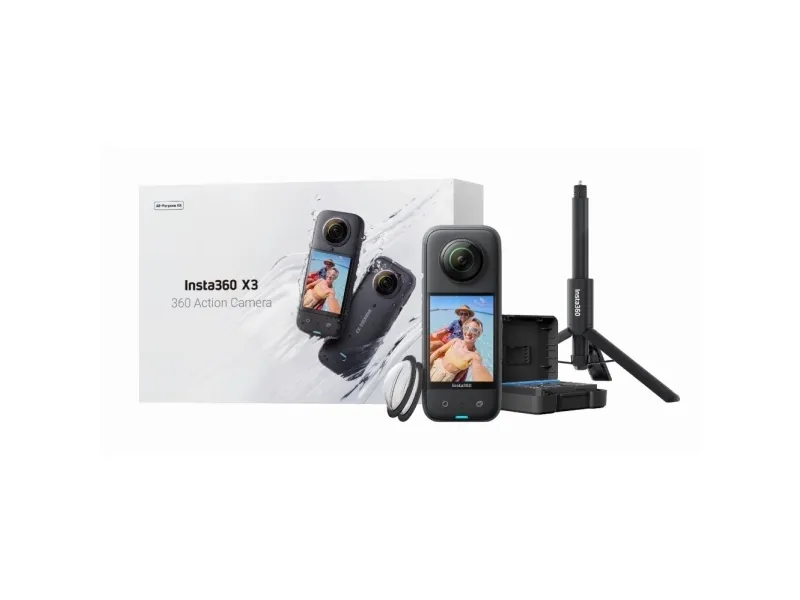 Insta360 X3 All-Purpose Kit, 5K Ultra HD, 72 MP, 100 fps, Wi-Fi, Bluetooth, 1800 mAh