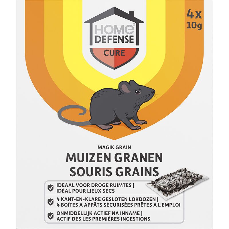 Home Defense Muizen Granen Alfachloralose Kant-En-Klare Lokdoos ‘Magik Grain’ (4 stuks)