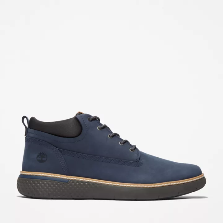 Bota Chukka de couro Cross Mark para homem, cor azul marinho.