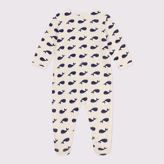 Pyjama en velours   Baleines marinées        de               Petit Bateau