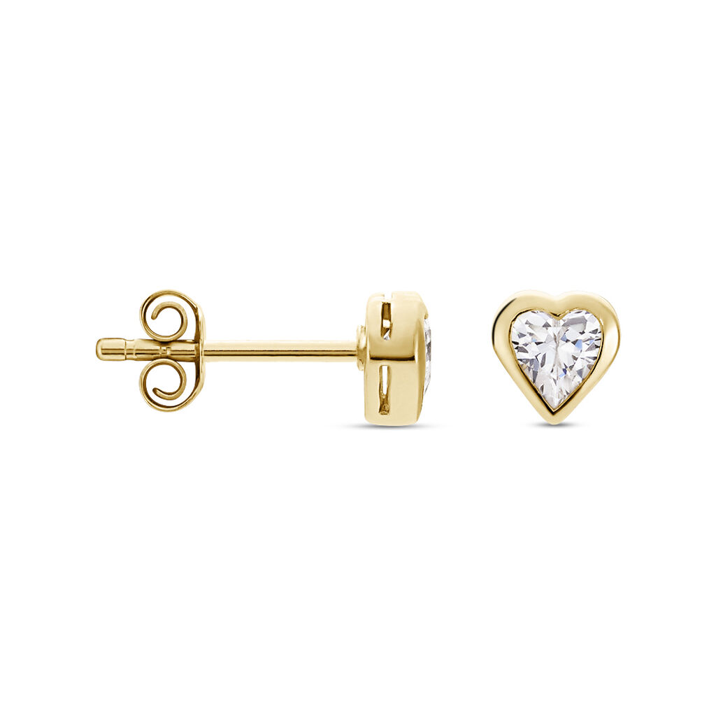Boucles D'oreilles Puces Femie Plaqué Or Jaune Oxyde De Zirconium