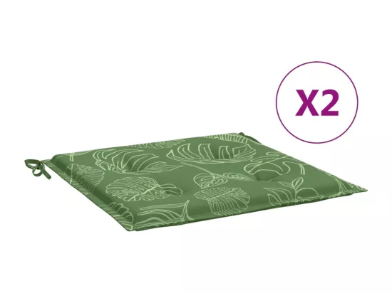 Coussins de chaise lot de 2 motif de feuilles 40x40x3 cm tissu