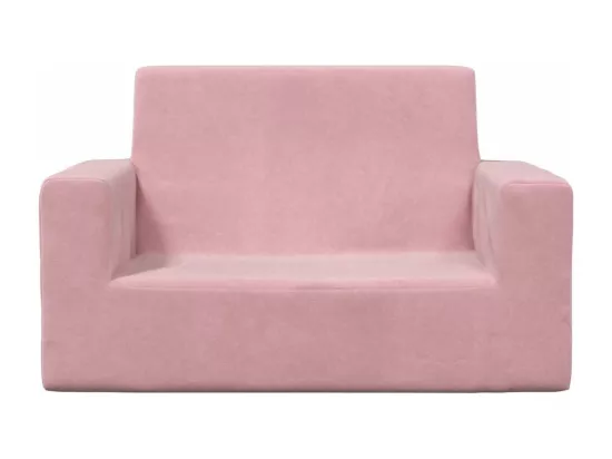 Canapé pour enfants à 2 places Rose Peluche douce