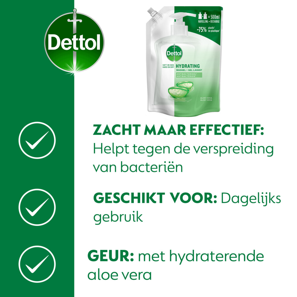 Dettol Refill Handzeep Hydrating Aloe Vera500 ml
