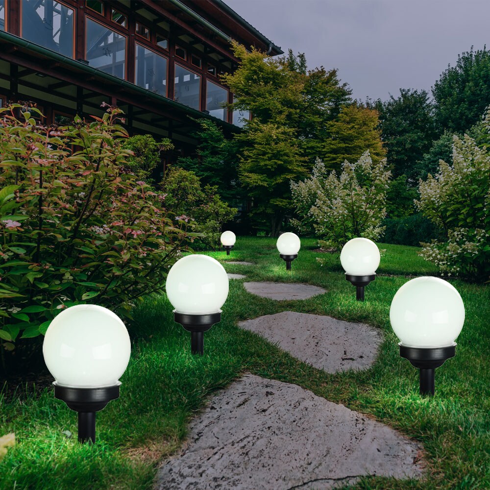 3er Set LED Solarkugel weiß, Erdspieß, DxH 10x38 cm