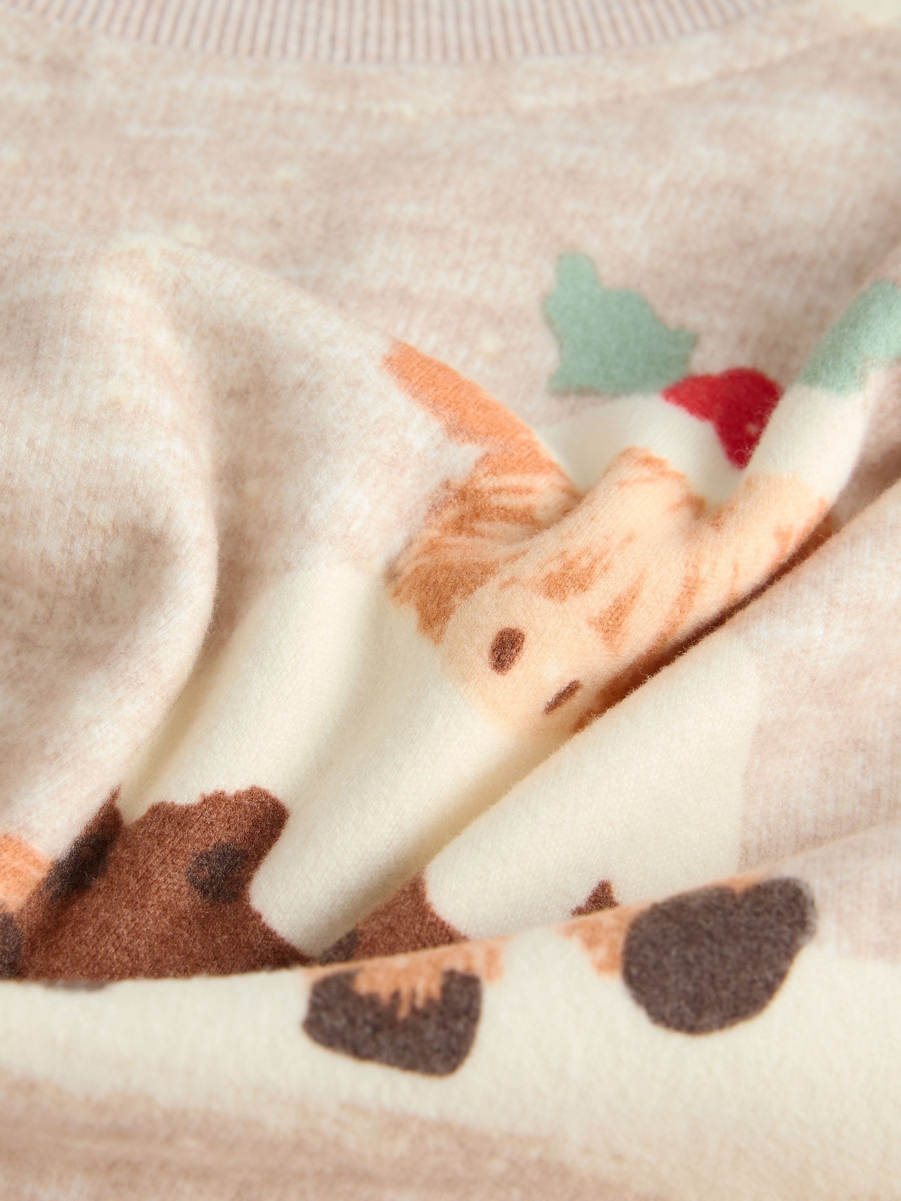 Havermout Hamish The Highland Cow - Bijpassende familie Kerstmis Pyjama's met Lange mouwen