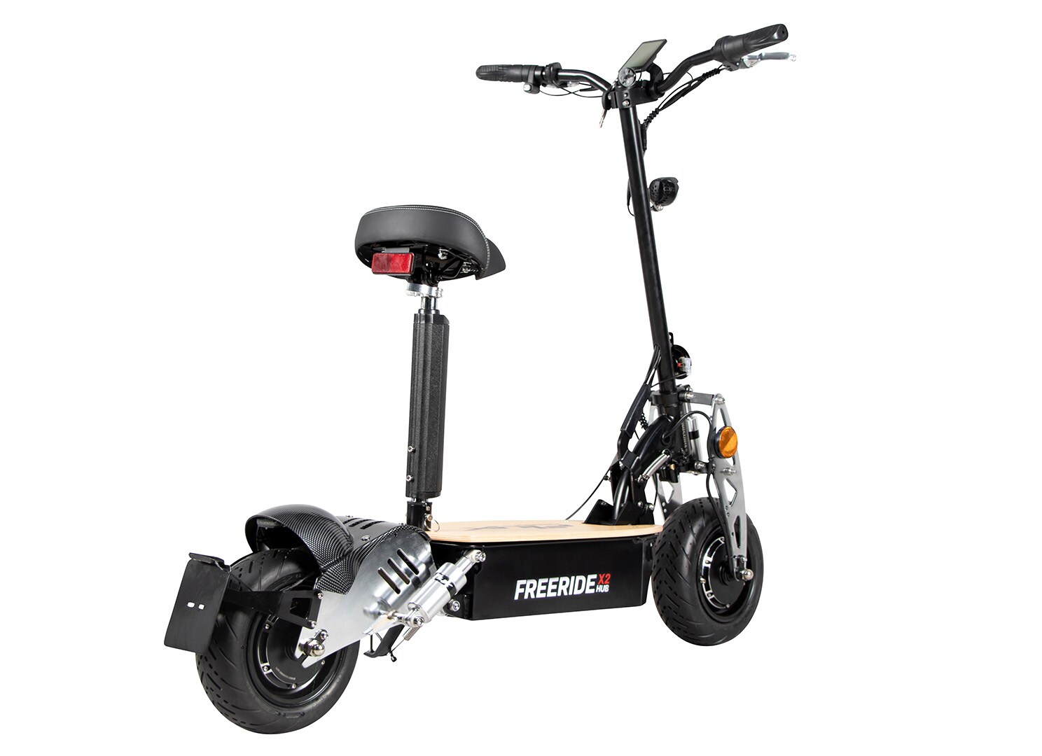 eFlux Freeride X2, E-Scooter mit Straßenzulassung, Hub-Version, Sitz, 2500 Watt, 45 km/h, Easy-Fold (Schwarz)