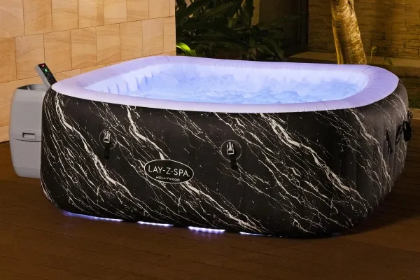 Bestway Lay-Z-Spa 6001F, 778 L, 6 person(er), Firkant, Boble/Jet massage, ABS, Polyethylenterephthalatfolie (PET), Polyvinylchlorid (PVC), Sort, Hvid