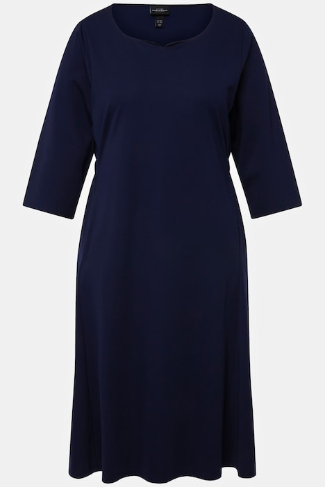 Midikleid, elastische Taille, Herzausschnitt, 3/4-Arm