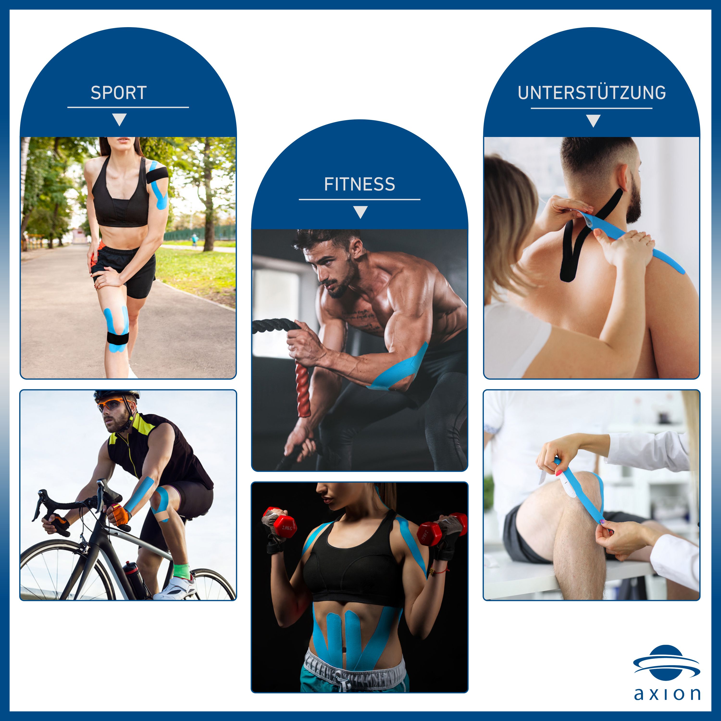 axion® Kinesiologie Tapes –  500 x 5 cm – in mehreren Farben - Kinesiotape