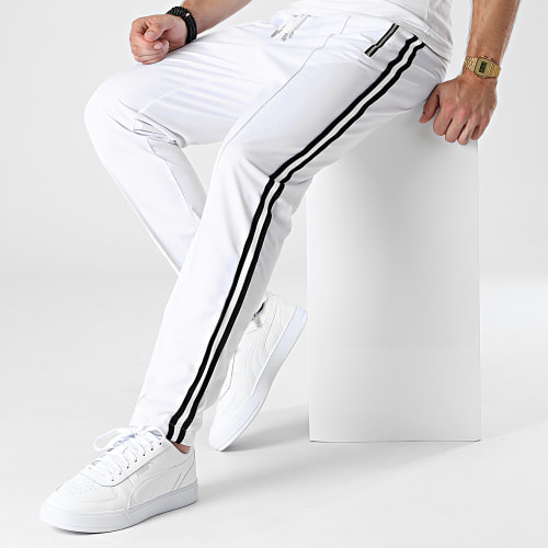 Pantalon Jogging A Bandes LL677 Blanc